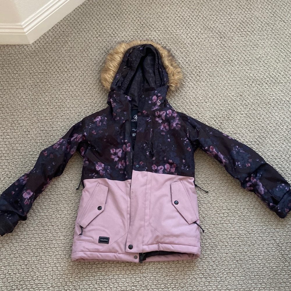 Girls flowery Volcom ski jacket S (8y)